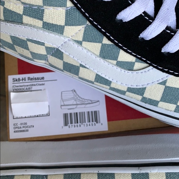 VANS Sk8-Hi REISSUE CHECKERBOARD BLK/Citadel Men’s - Picture 12 of 16